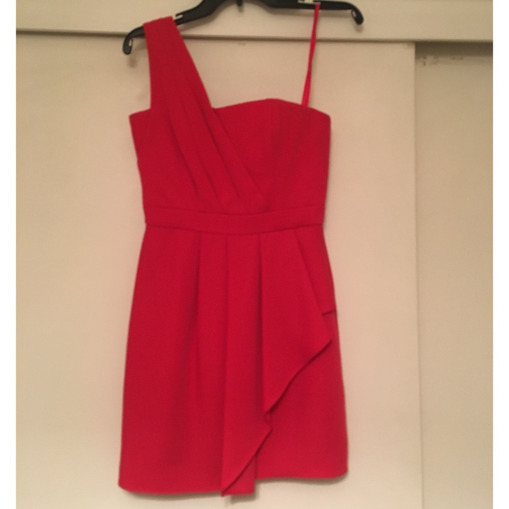 BCBG Maxazria red over the shoulder dress